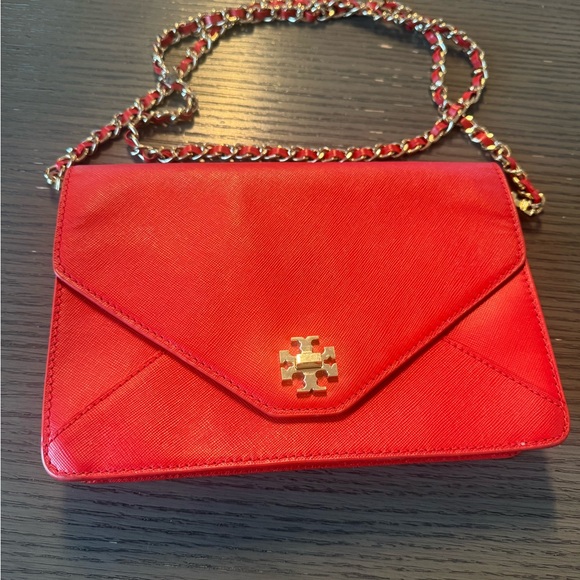Tory Burch Handbags - Tory Burch Bright Red Envelope Clutch with Gold Logo